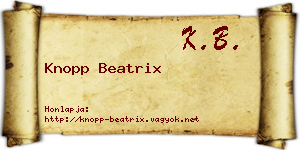 Knopp Beatrix névjegykártya